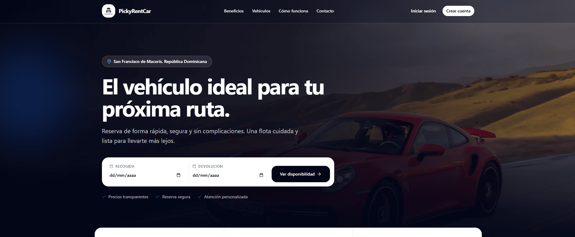 PickyRentCar website preview